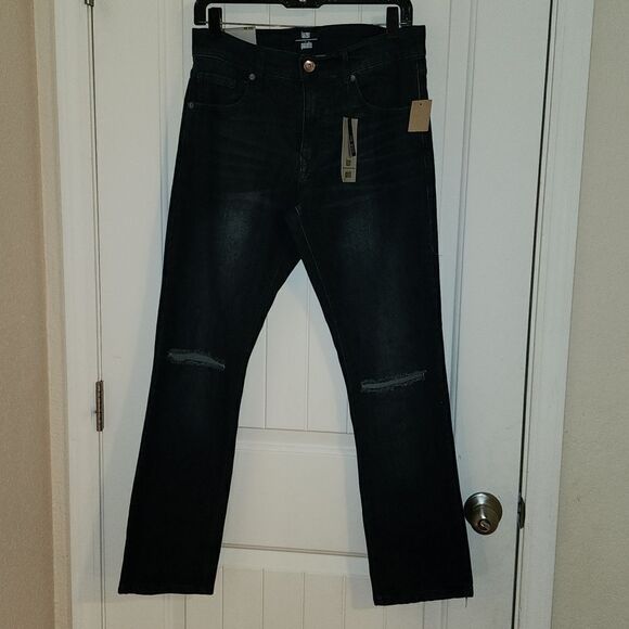 Lazer Pointe Dark Wash Jeans Ripped Flex Denim Size W30 x L30 NWT - Picture 1 of 8